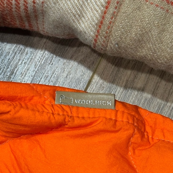 Woolrich Alba Panelled Overshirt Shacket in Orange/White Plaid Size Medium - Picture 7 of 16